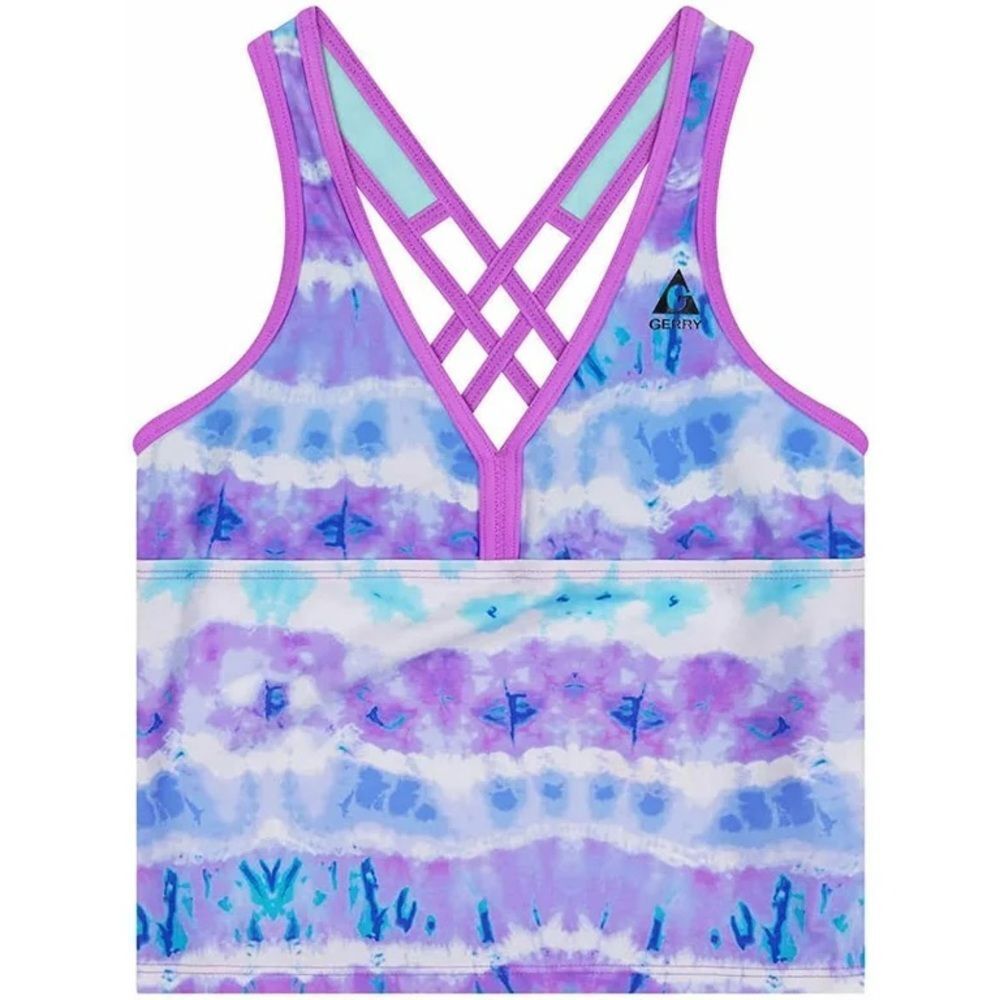 Gerry Girls Tankini Swimsuit bathing suit top only blue purple tiedye tank 10-12